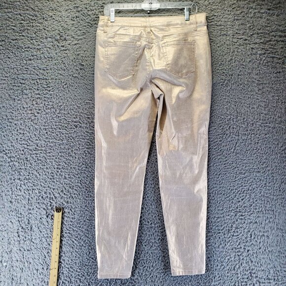 Versona Jeans Womens 29 Gold Shimmer Contemporary Metallic Stretch Skinny Denim - Picture 11 of 11